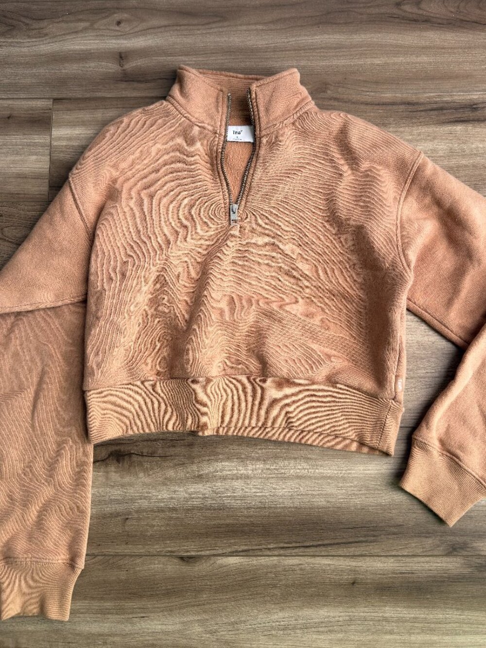 TNA Aritzia Womens Sweatfleece Cozy Fleece Perfect Fit Half-Zip Tan XS